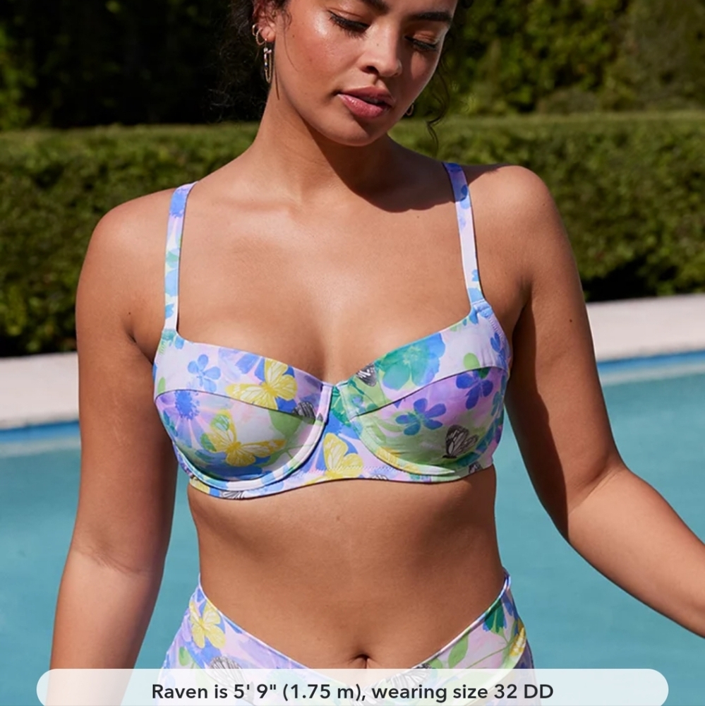 Aerie butterfly blue lion bikini top 38dd
